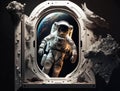 Astronauts work in outer space on the outer shell of the space station. meteorite rubble.