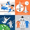 Astronauts 2x2 Design Concept Royalty Free Stock Photo