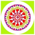 Astroniras Mandala with a red hearts and flowers Royalty Free Stock Photo