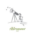 Astronomer concept. Hand drawn isolated vector