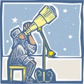 Astronomer at night