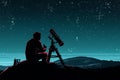 astronomer observing stars through a telescope, generated by AI