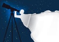 Astronomer with telescope background.