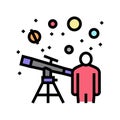 astronomer watching in telescope on stars color icon vector illustration Royalty Free Stock Photo