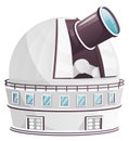 Astronomical buiding with big telescope. Cartoon observatory icon Royalty Free Stock Photo