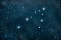 Astronomical Celestial pattern Constellation Aries from star shape silver confetti on the blue background