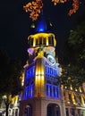 Astronomical clock in the centre of Batumi at night Royalty Free Stock Photo