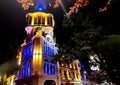 Astronomical clock in the centre of Batumi at night Royalty Free Stock Photo