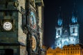 Astronomical Clock and Church at Night Royalty Free Stock Photo