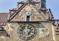 Astronomical clock and murals on the city hall Royalty Free Stock Photo