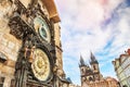 Astronomical clock in Old Town Square in Prague Royalty Free Stock Photo