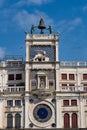 Astronomical clock tower with zodiac signs of St. Mark in Venice, Italy Royalty Free Stock Photo