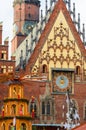 Clock at the town hall at Rynek square. Wroclaw. Poland Royalty Free Stock Photo