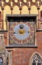 Clock on Town Hall in Wroclaw Royalty Free Stock Photo