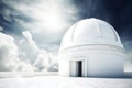 Astronomical Observatory on cloudy sky background