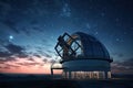 Astronomical observatory in the night. 3D rendering, Big astronomical telescope under a twilight sky ready for stargazing, AI Royalty Free Stock Photo