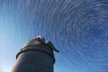 Astronomical Observatory night sky stars. Timelapse in comet mod Royalty Free Stock Photo