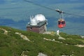 High mountain observatory on Skalnate Pleso and cableway to Lomnicky peak.