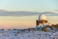 Astronomical observatory on top of wintry mountain Royalty Free Stock Photo