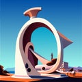 Astronomical observatory. Vector illustration in flat cartoon style. AI generated