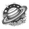 Astronomical Saturn Planet engraving vector