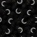 Astronomical space vector seamless pattern with stars and constellations. On a night sky design for fashion,fabric,web,wallpaper, Royalty Free Stock Photo