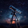 Astronomical telescope for observing stars, planets, Moon. Generative AI Royalty Free Stock Photo