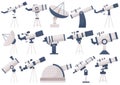 Astronomical telescopes isolated set with radio, orbital item, satellite dish, portable equipment Royalty Free Stock Photo