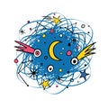 Astronomical template with cosmic objects