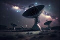 Astronomy deep space radio telescope arrays at night pointing into space Royalty Free Stock Photo