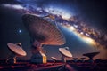 Astronomy deep space radio telescope arrays at night pointing into space Royalty Free Stock Photo
