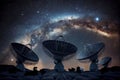 Astronomy deep space radio telescope arrays at night pointing into space Royalty Free Stock Photo