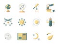 Astronomy flat colored icons Royalty Free Stock Photo