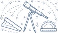 Astronomy & Geometry Tools: Telescope and Ruler, vector design Generative AI Royalty Free Stock Photo