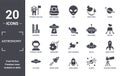 astronomy icon set. include creative elements as astronaut and flag, saturn, space robot, earth and moon, rocket flying, astranaut Royalty Free Stock Photo
