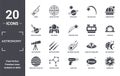 astronomy icon set. include creative elements as comet, observatory, generator, meteorite falling, constellation, big telescope Royalty Free Stock Photo