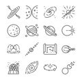 Astronomy icon set. Included the icons as stars, space, universe, galaxies, planet, solar system and more. Royalty Free Stock Photo