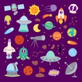 Astronomy icons stickers vector set. Royalty Free Stock Photo