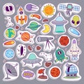 Astronomy icons stickers vector set. Royalty Free Stock Photo