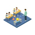 Astronomy lesson at school isometric icon