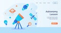 Astronomy lesson telescope satellite space icon campaign for web website home homepage landing template banner with