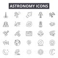Astronomy line icons for web and mobile design. Editable stroke signs. Astronomy outline concept illustrations