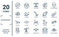 astronomy linear icon set. includes thin line gamma ray, space colony, ursa major, liftoff, alien with aqualung, big dipper,