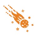 Astronomy, meteor, space, universe, asteroid icon. Orange vector sketch.