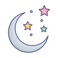 Astronomy outline with color fill inside vector icon which can easily modify or edit