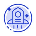 Astronomy, Rocket, Space Blue Dotted Line Line Icon Royalty Free Stock Photo