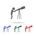 Astronomy. scientist looking through a telescope icon. Elements of people profession in multi colored icons. Premium quality graph Royalty Free Stock Photo