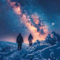 Astronomy in the snow Winter stargazers exploring cosmic wonders