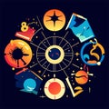 Astronomy and space concept. Vector illustration in trendy flat style. AI generated