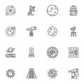 Astronomy and Space line icons set Royalty Free Stock Photo